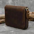 Vintage Fashion Card Holder Zipper Coin Purse Crazy Horse Leather Slim - VacationGrabs