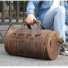 Genuine Leather Men’s Travel Bag Cowhide Shoulder Hand Luggage - VacationGrabs
