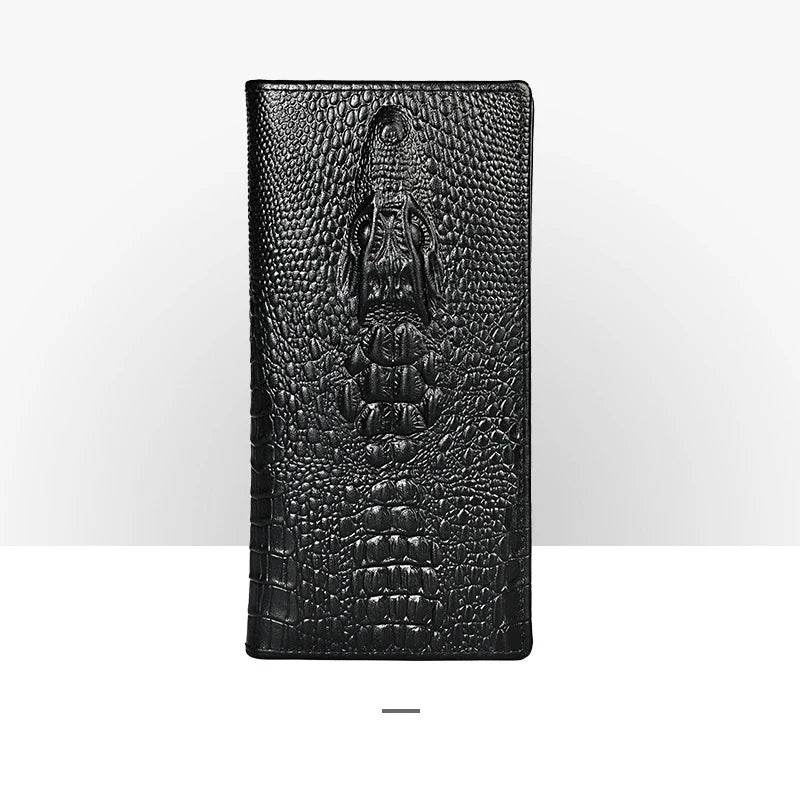3D Dragon Style Genuine Leather Long Wallet for Men, Bifold Fashion - VacationGrabs