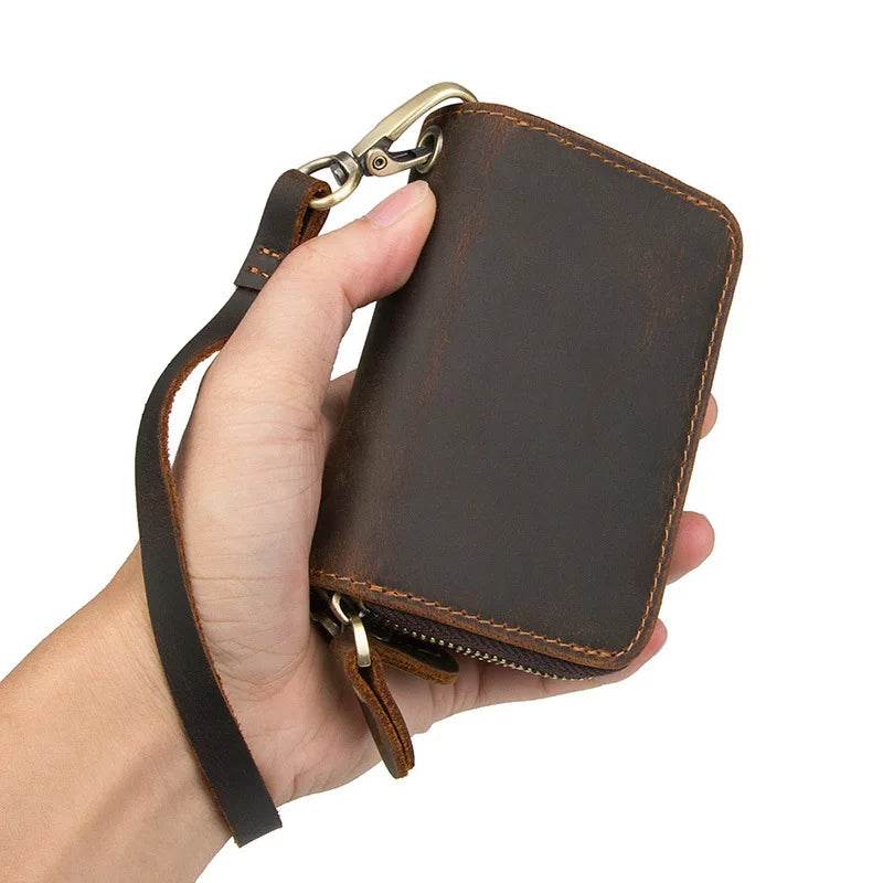 Leather Keycase Key Holder for Car Key Bag Cowhide Coin Wallet - VacationGrabs