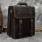 Genuine Leather Men's Backpack Crazy Horse Leather Fit 14" Laptop