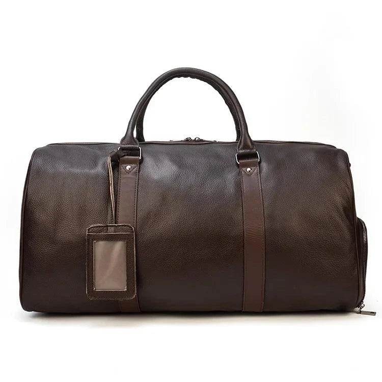 Personalized Leather Duffel Bags Purple Blue Brown Black - VacationGrabs