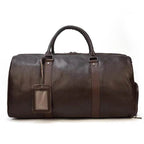 Personalized Leather Duffel Bags Purple Blue Brown Black - VacationGrabs
