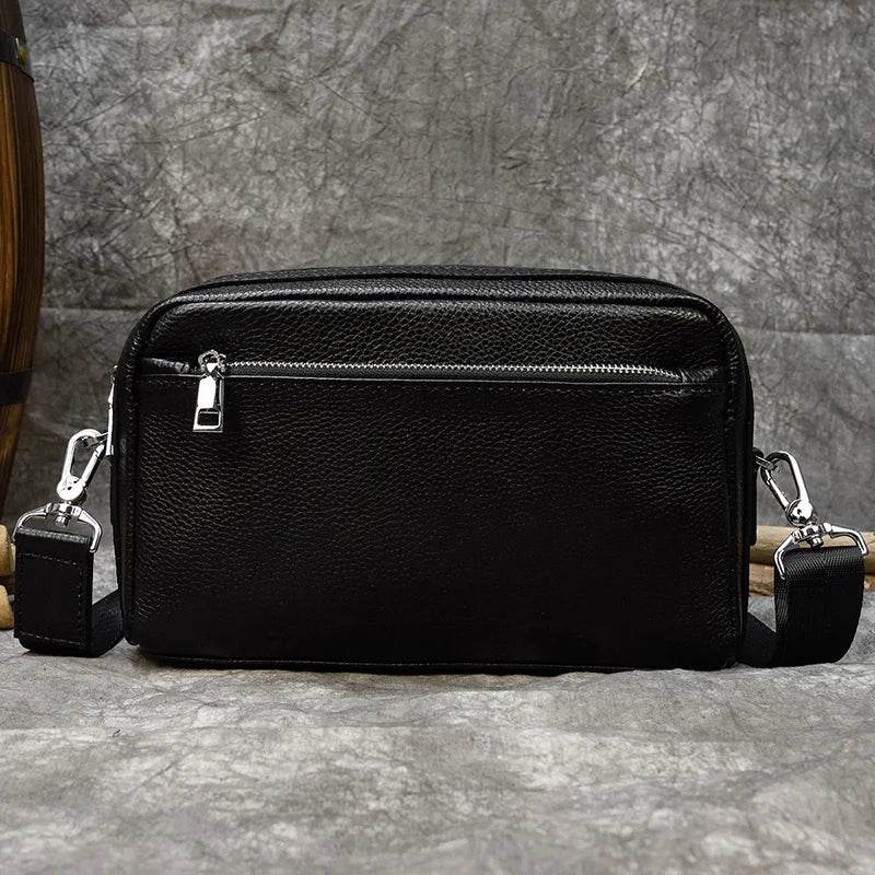 Vintage Leather Day Clutch with Shoulder Strap for Men & Women - VacationGrabs