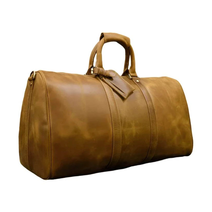 Crazy Horse Leather Men’s Travel Bag Duffle for Women & Men - VacationGrabs