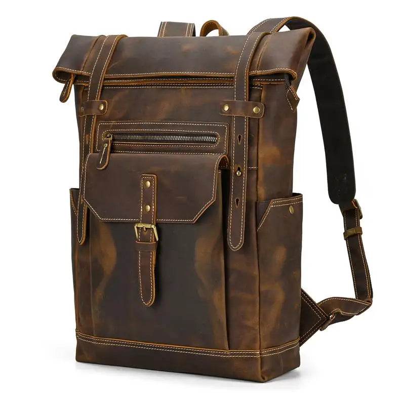 Vintage Fashion Leather Men’s Travel Backpack Luxury Daypack - VacationGrabs