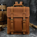 Genuine Leather Men's Backpack Crazy Horse Leather Fit 14" Laptop