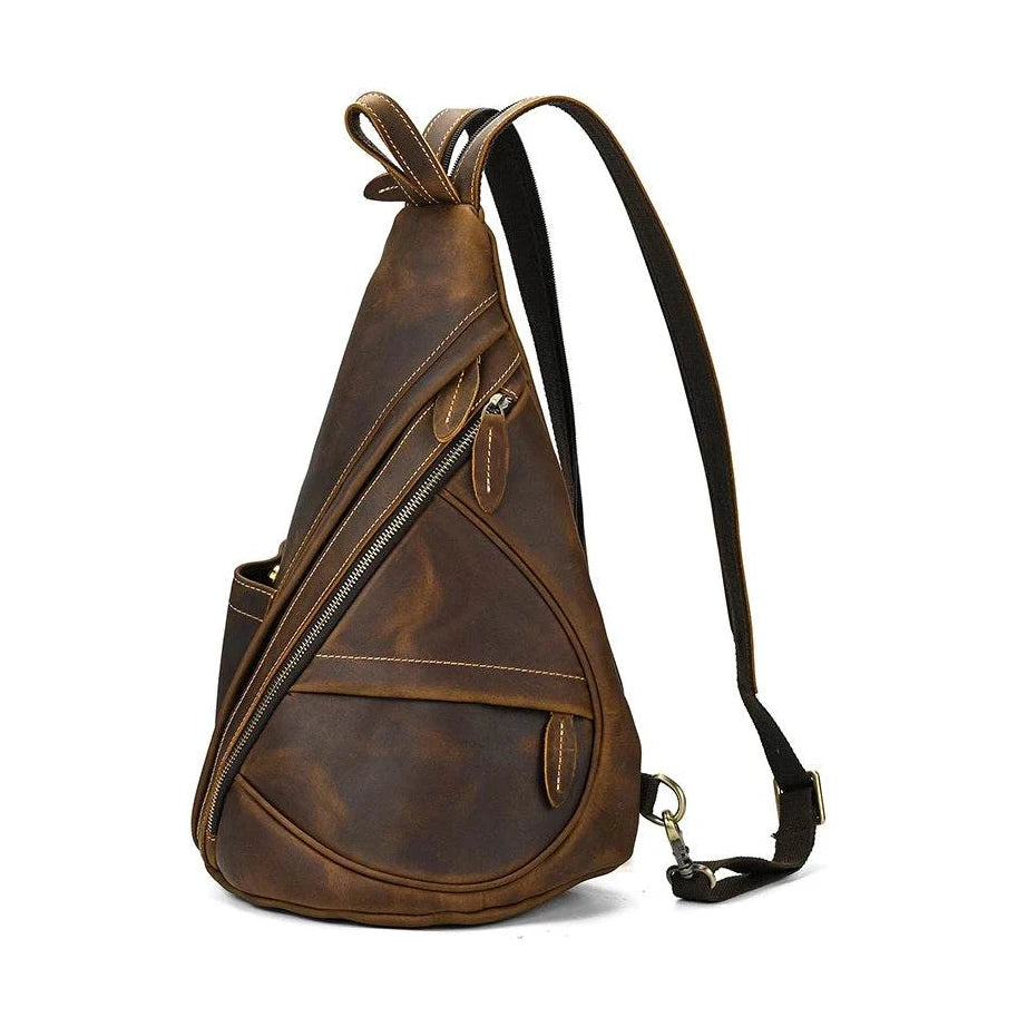 Unique Casual Genuine Leather Triangle Backpack for Men Women - VacationGrabs