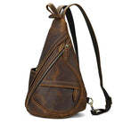 Unique Casual Genuine Leather Triangle Backpack for Men Women - VacationGrabs
