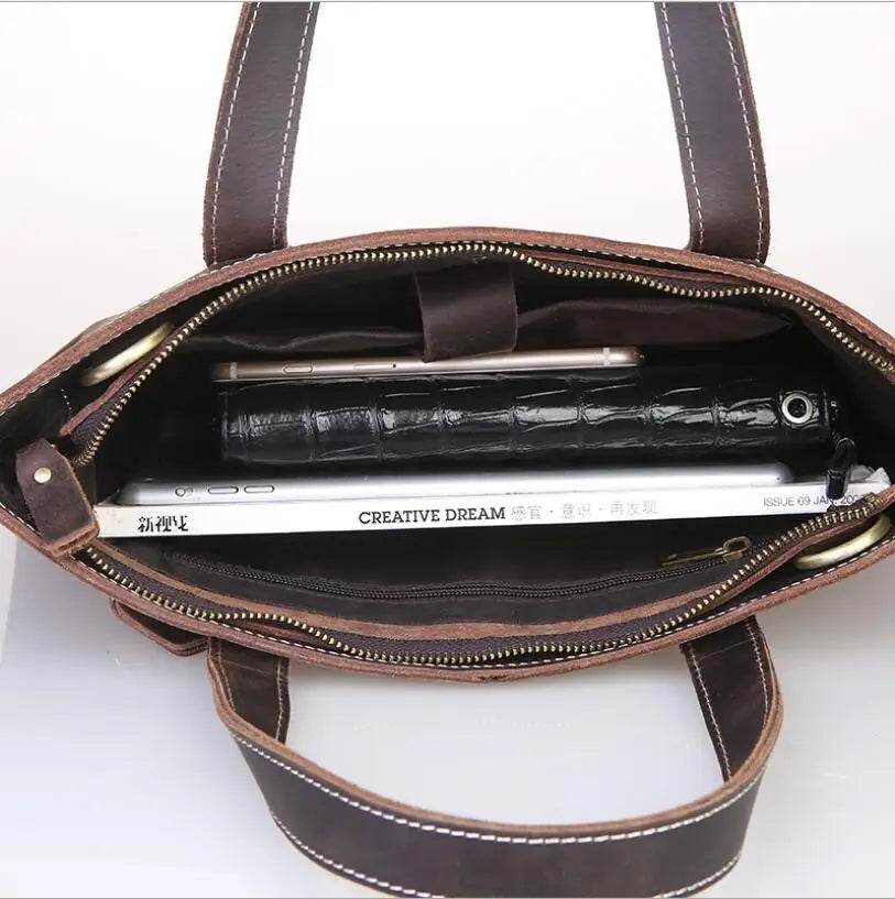 Leather Crossbody Bag for Men Women A4 Messenger Bag - VacationGrabs
