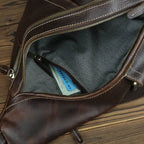 Unique Casual Genuine Leather Triangle Backpack for Men Women - VacationGrabs