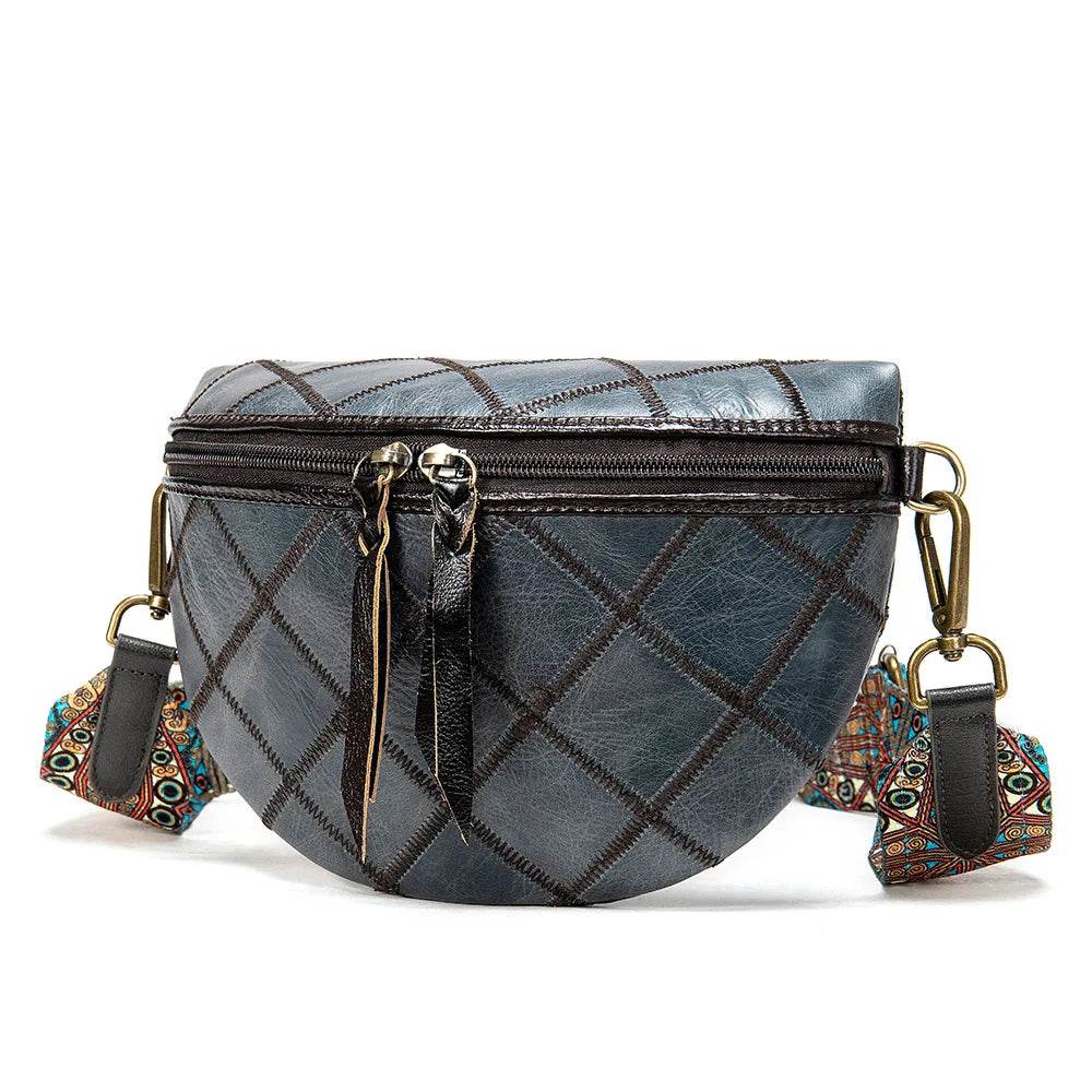 Boho Style Leather Waist Bag for Women Crossbody Chest Bag - VacationGrabs