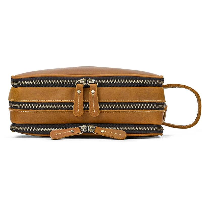 Personalized Groomsmen Leather Toiletry Kit Makeup Pouch for Men - VacationGrabs
