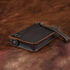 Fashion Men's Genuine Leather File Document Bags with Wrist Sling - VacationGrabs