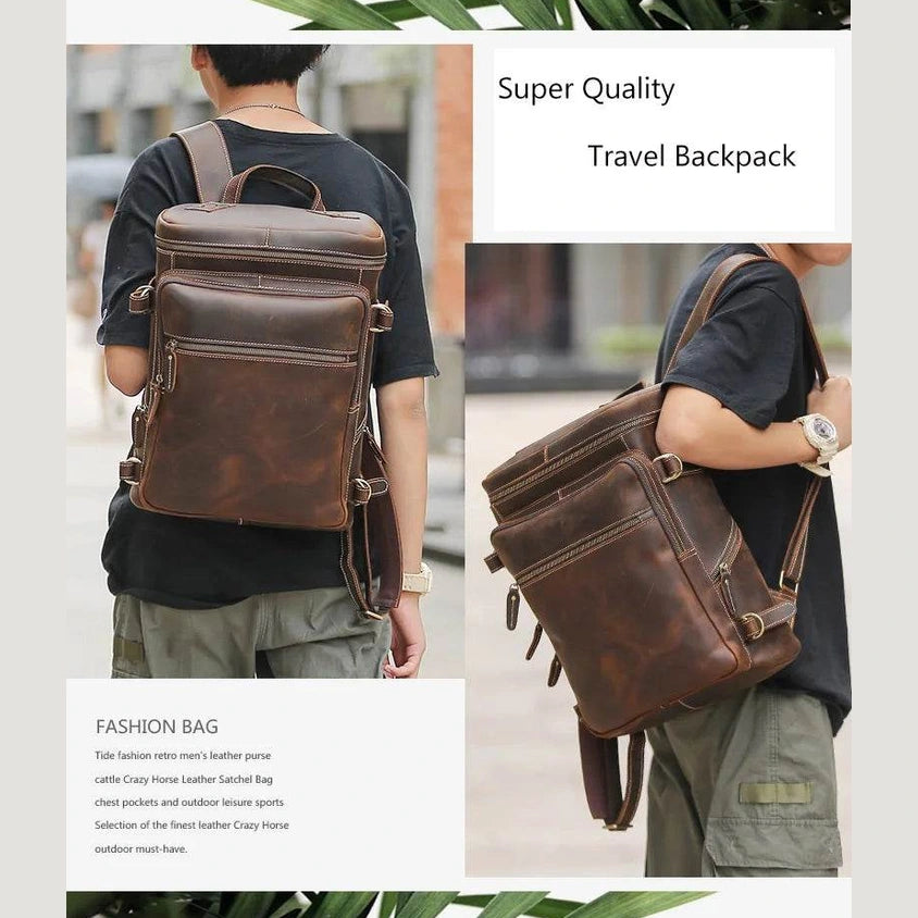 Large Leather Backpack Luxury Designer Laptop Travel Backpack - VacationGrabs