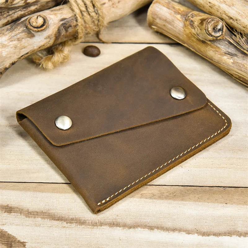 Crazy Horse Leather Wallet High Quality Slim Cardholder for Men - VacationGrabs