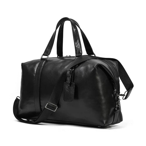 Latest Design Black Leather Travel Duffle Bag for Men & Women - VacationGrabs