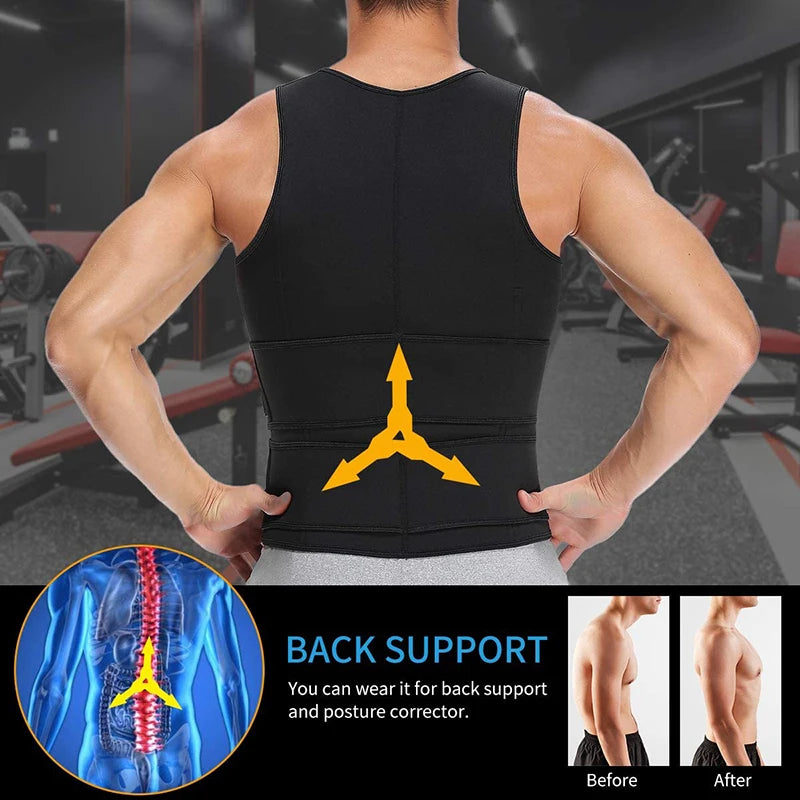Men's Neoprene Sauna Sweat Vest Waist Trainer Shirt