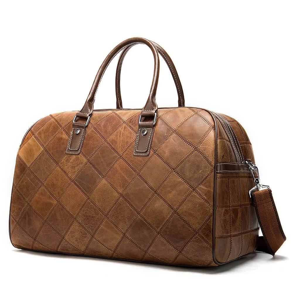 Genuine Leather Travel Bag Weekend Duffle Large Carry On Luggage - VacationGrabs
