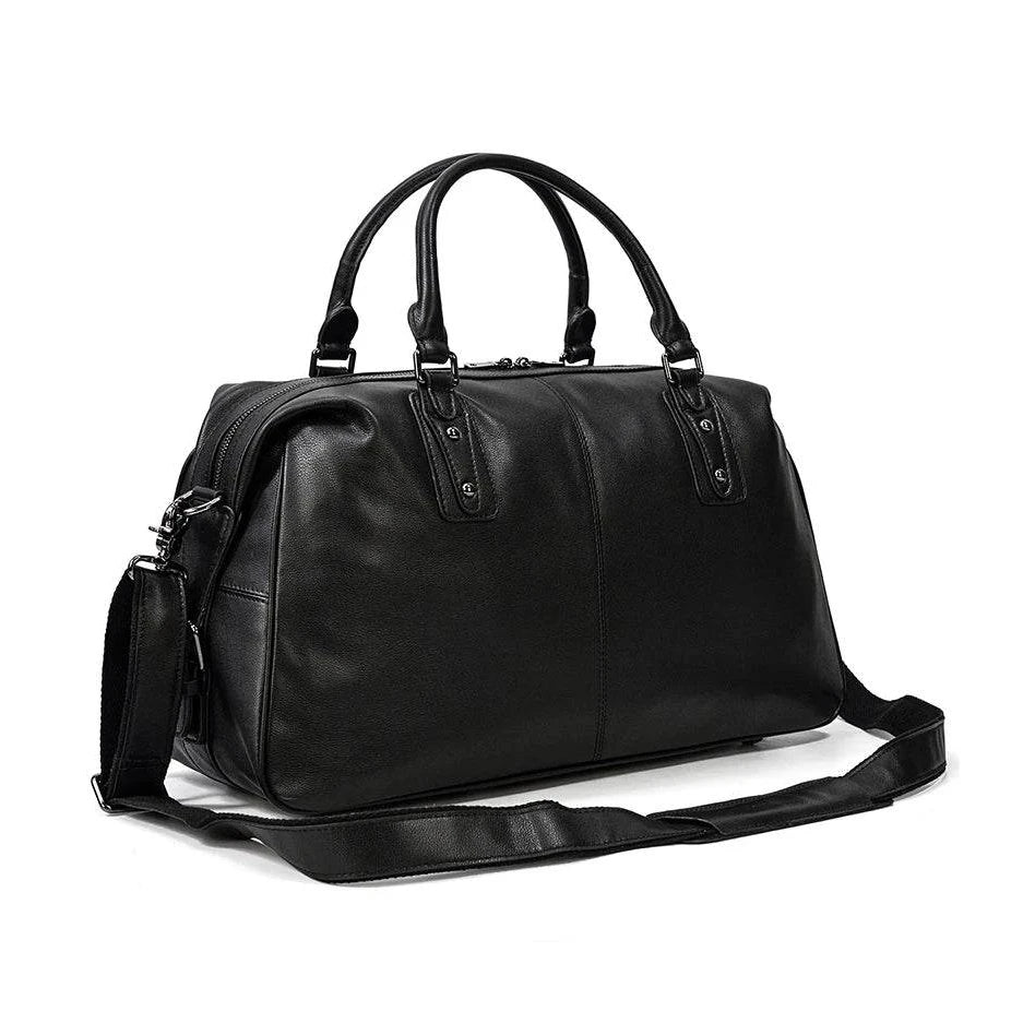 Soft Cowskin Leather Duffle Bag for Men & Women Weekend Travel - VacationGrabs