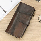Fashion Leather Long Wallet for Men & Women Retro Style Card Purse - VacationGrabs