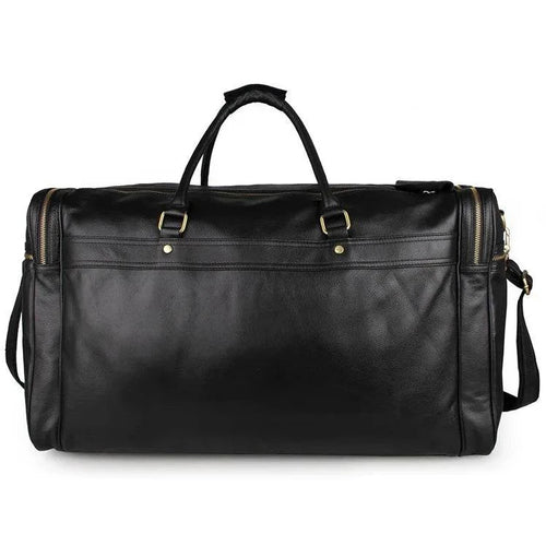 60cm High Capacity Genuine Leather Travel Duffle for Men Weekend Bag - VacationGrabs