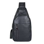 Men's Genuine Leather Sling Bag – Vintage Black Crossbody