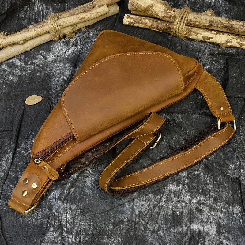 Retro Genuine Leather Crossbody Sling Bag for Men