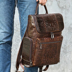 crocodile leather men's backpack men's laptop travel backpack