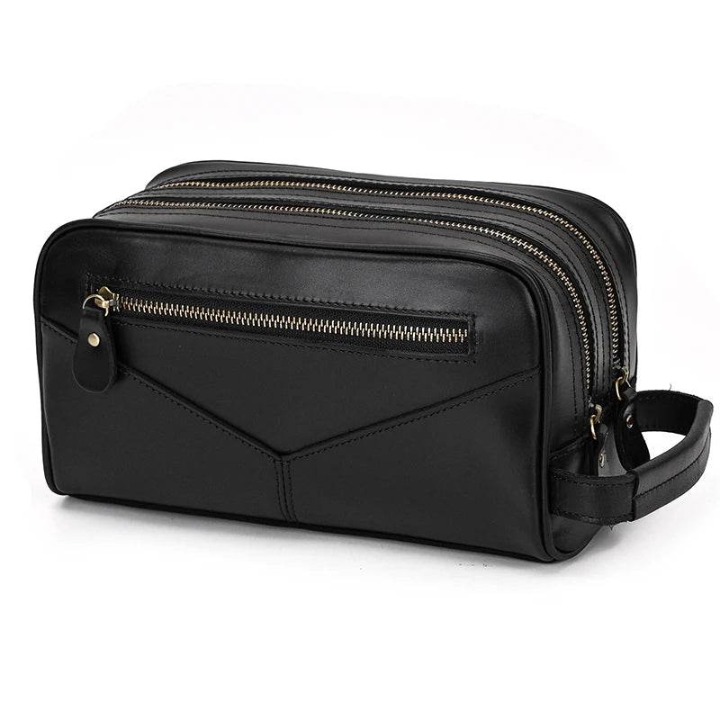 Casual Men’s Leather Clutch Wallet Genuine Leather Toiletry Bag - VacationGrabs