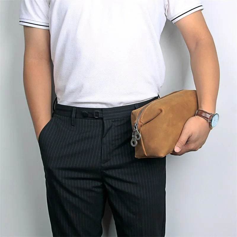 Vintage Crazy Horse Storage Clutch for Men & Women - VacationGrabs