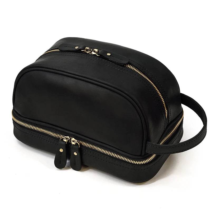 Personalized Groomsmen Leather Toiletry Kit Makeup Pouch for Men - VacationGrabs