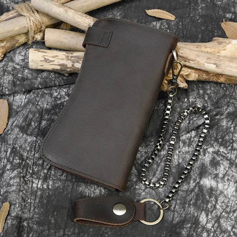 Super Quality Leather Wallet with Iron Chain for Men Bifold Card Wallet - VacationGrabs