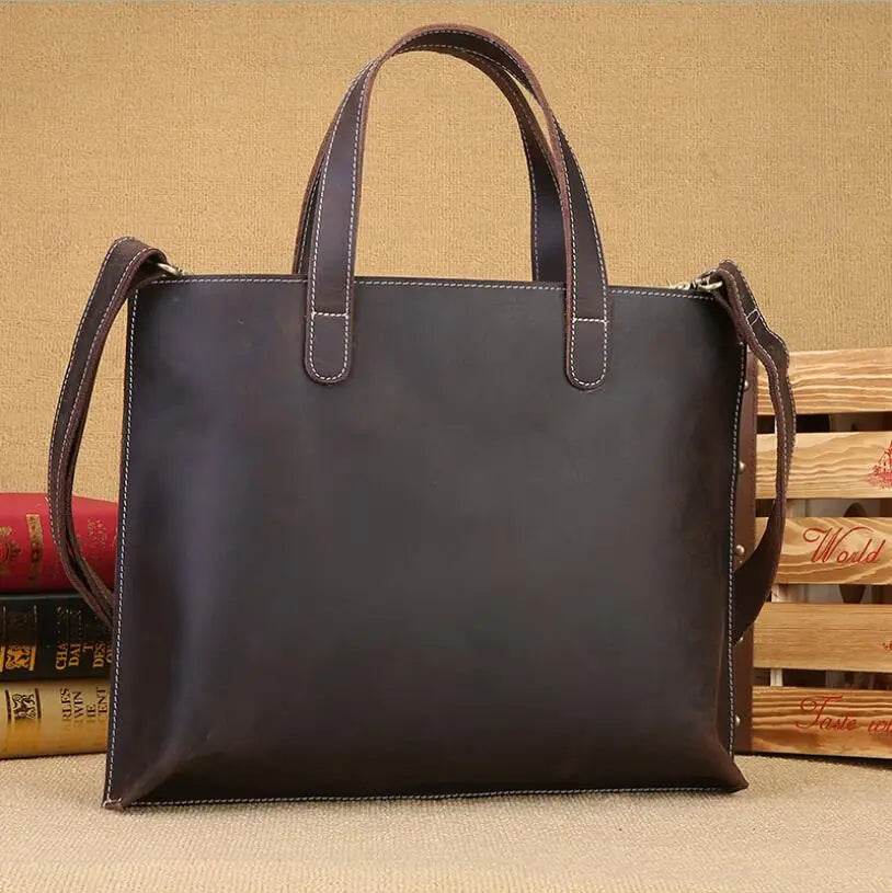 Leather Crossbody Bag for Men Women A4 Messenger Bag - VacationGrabs