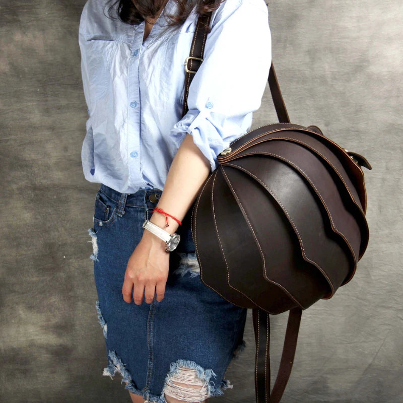 Mochila de cuero vintage para portátil de 15,6" tipo Crazy Horse para viaje