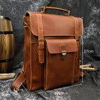 Genuine Leather Men's Backpack Crazy Horse Leather Fit 14" Laptop