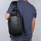 Men's Genuine Leather Sling Bag – Vintage Black Crossbody
