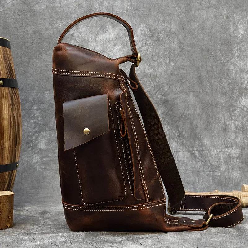 Featured Men's Genuine Leather Backpack Crazy Horse Daypack Bag - VacationGrabs