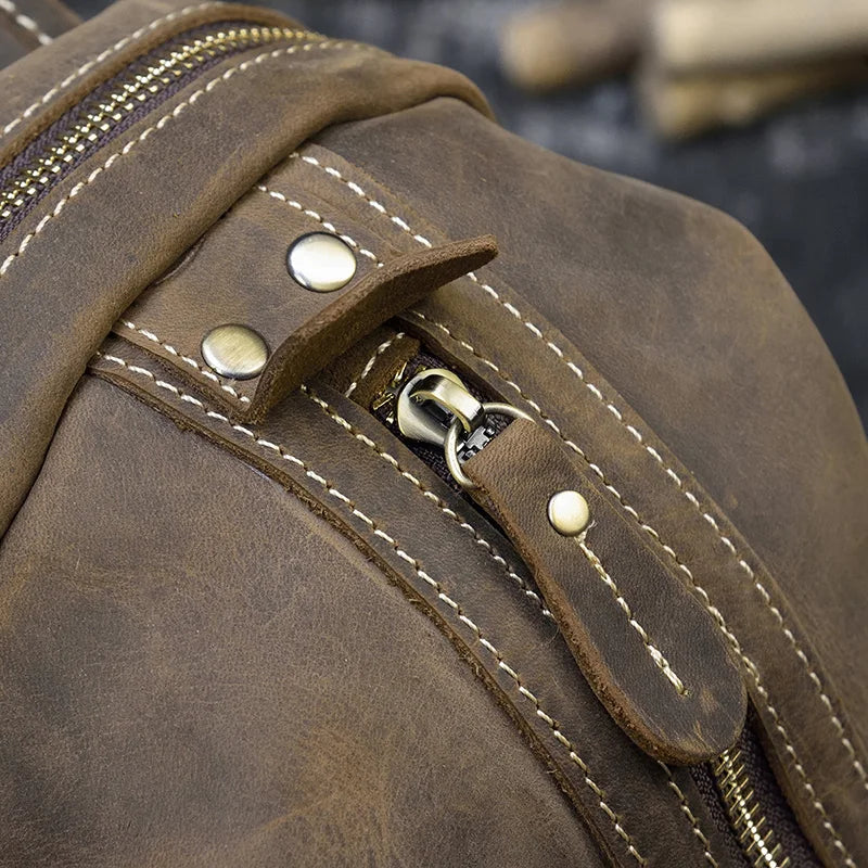 High Fashion Men Sling Bag vintage Chest bag men Solf Real Leather 100% Cowhide Crossbody Bag Cell Phone Ipad Chest Pack Male