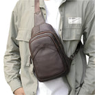 Casual Men's Chest Bag Genuine Leather Crossbody Soft Cow Leather - VacationGrabs