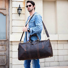 Vintage Genuine Leather Travel Bag Weekend Duffels - VacationGrabs
