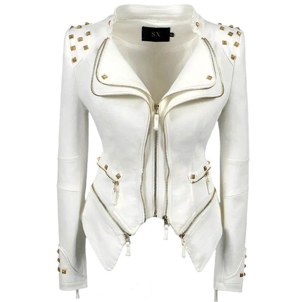 Denim Rivet Punk Slim Fit Jackets - VacationGrabs
