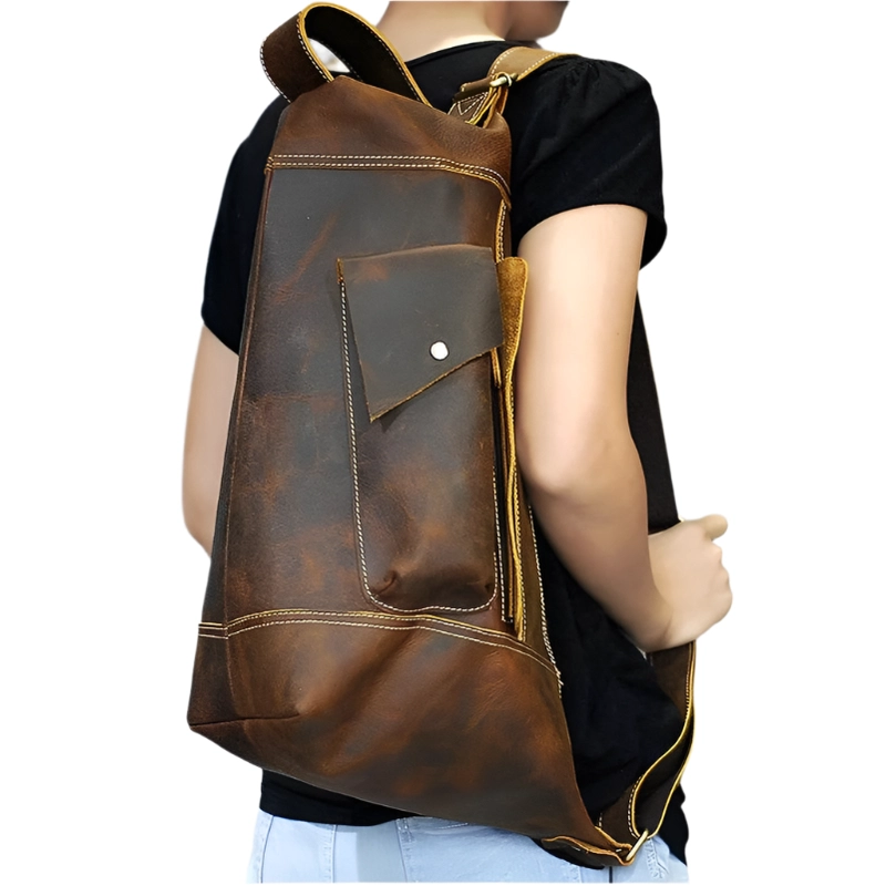 Featured Men's Genuine Leather Backpack Crazy Horse Daypack Bag - VacationGrabs