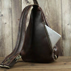 Unique Casual Genuine Leather Triangle Backpack for Men Women - VacationGrabs