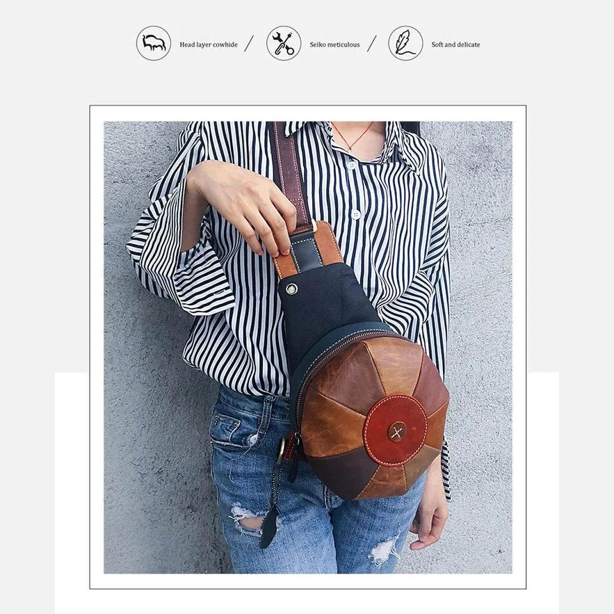 Unique Design Women’s Chest Bag with Earphone Hole Leather Sling - VacationGrabs