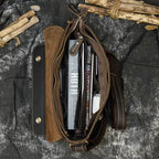 Vintage Crazy Horse Leather Men's Briefcase Laptop Messenger Bag - VacationGrabs