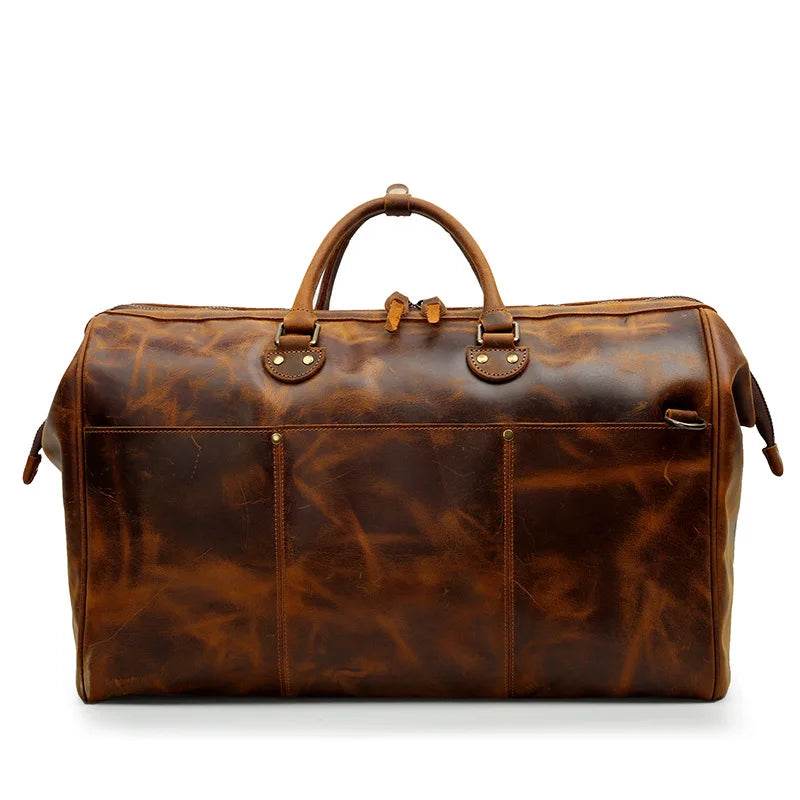 High-End Genuine Leather Travel Duffel Bags for Men Large Size - VacationGrabs