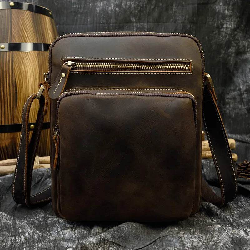 Retro Fashion Men’s Leather Handbag Genuine Shoulder Sling Bag - VacationGrabs