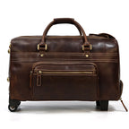 Rolling Genuine leather hand luggage travel bag with wheels