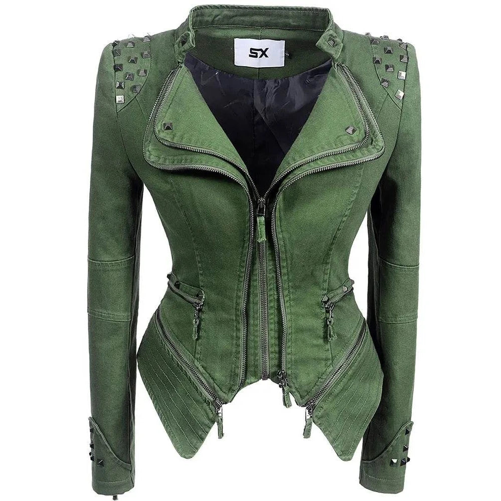 Denim Rivet Punk Slim Fit Jackets - VacationGrabs